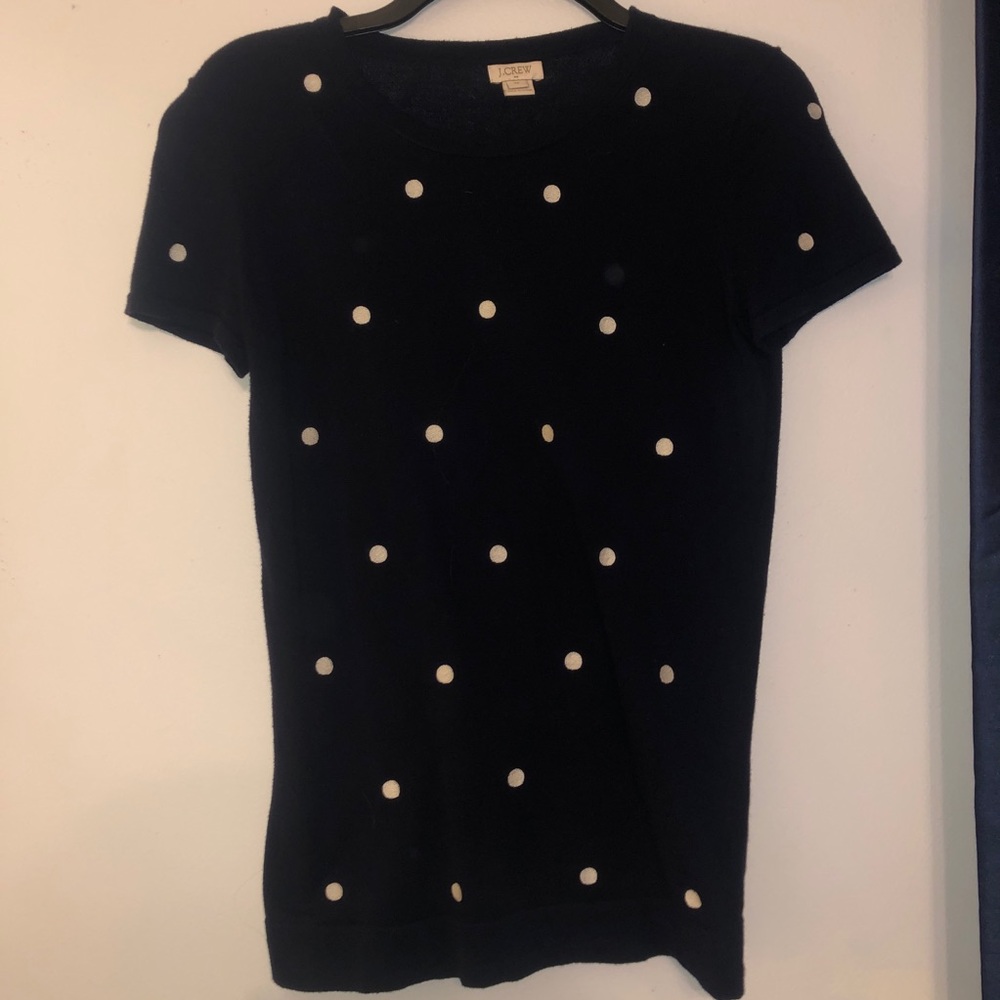 J. Crew Navy and White Dot Sweater